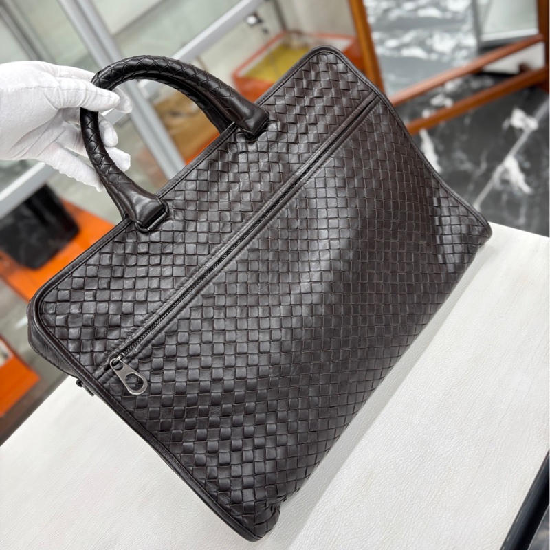 BV 棕色編織手提公文包-1