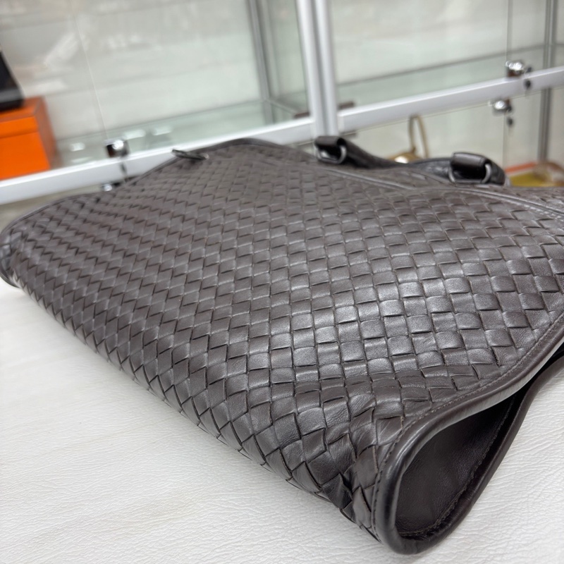 BV 棕色編織手提公文包-4