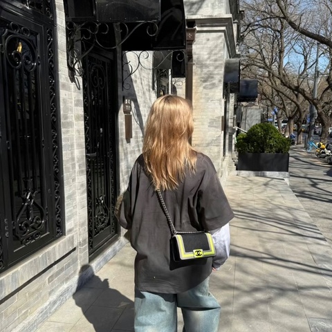 Chanel限量走秀款 帆布三拼色Leboy小號 2219*12*7 99新配件塵袋購證