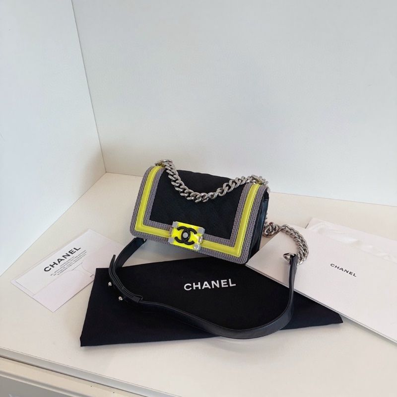 Chanel限量走秀款 帆布三拼色Leboy小號 2219*12*7 99新配件塵袋購證-4