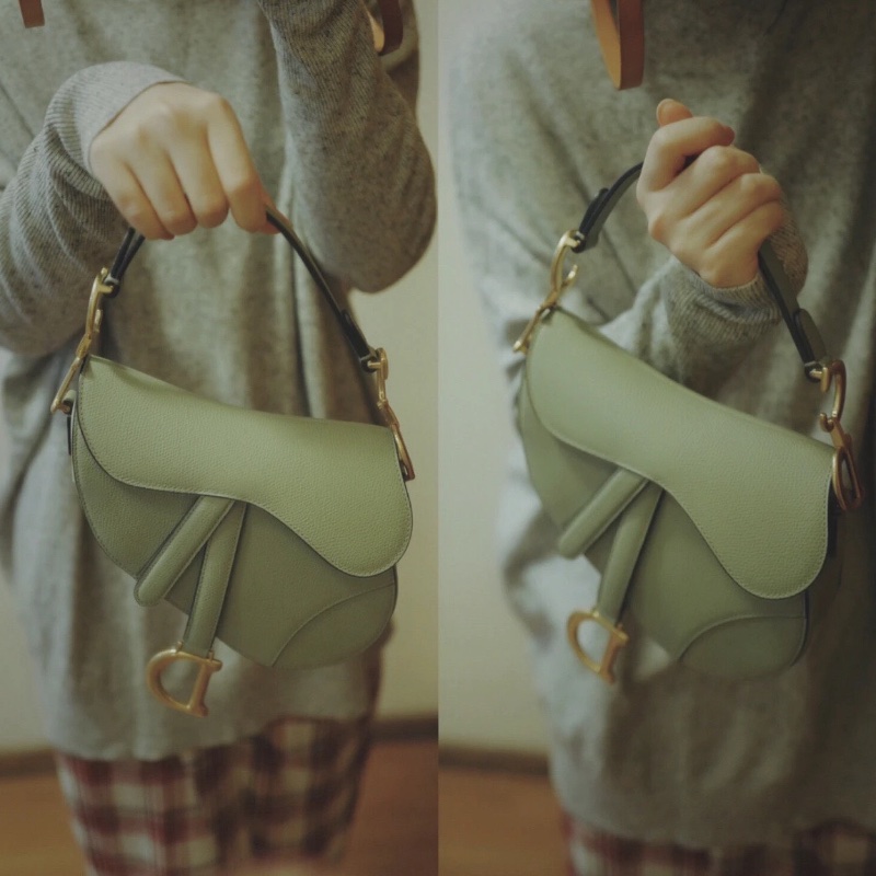 Dior 爆款saddle酪梨綠金扣馬鞍包中號寬肩帶26*20*6.5cm 全新閒置配件塵袋盒子購證-0