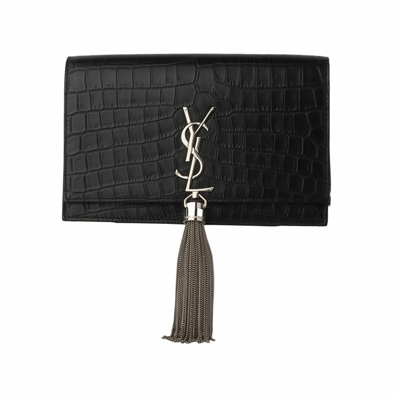 【包稅】SAINT LAURENT YSL 452159 鱷魚紋 Kate 流蘇 WOC 斜背包 35210-0