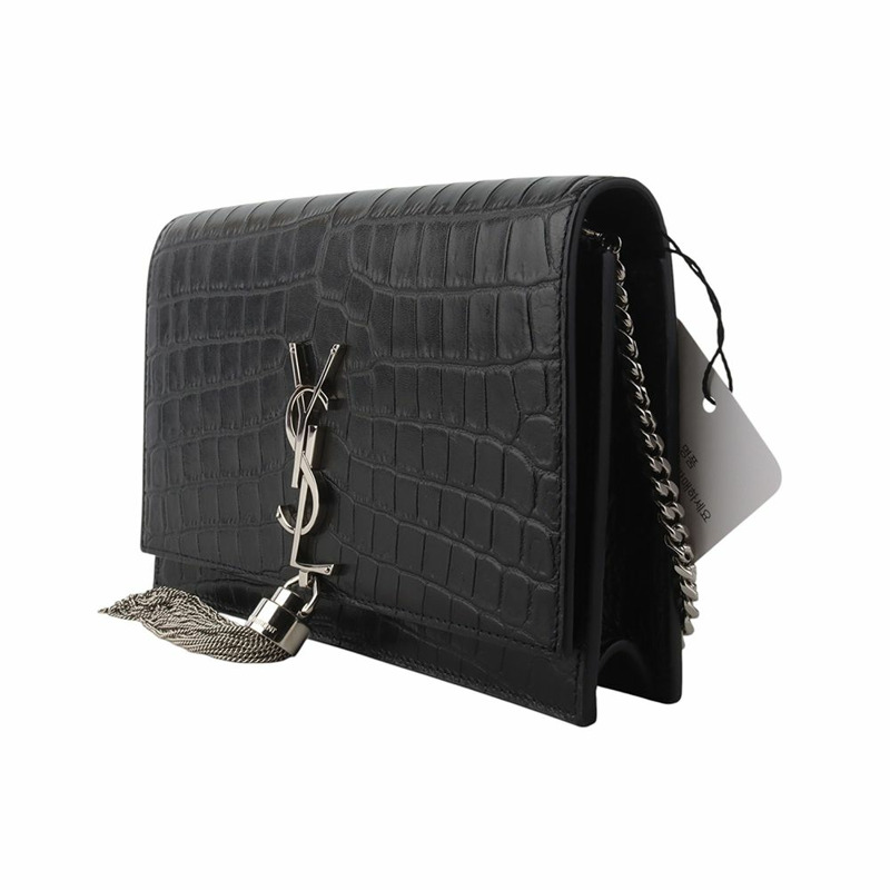 【包稅】SAINT LAURENT YSL 452159 鱷魚紋 Kate 流蘇 WOC 斜背包 35210-1