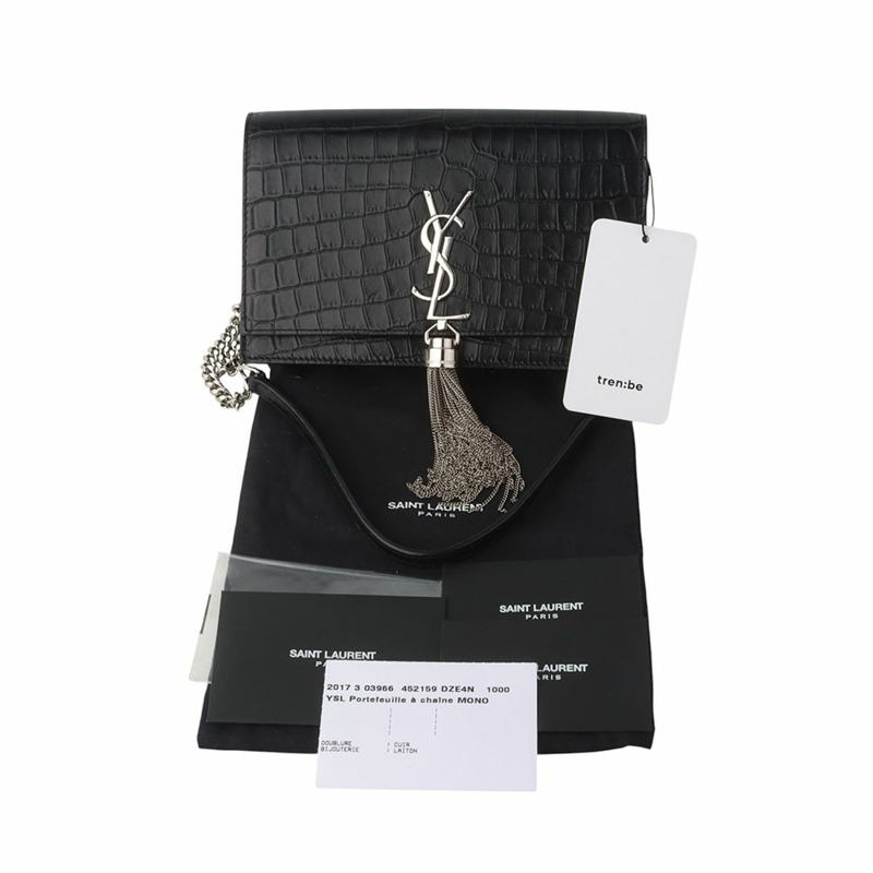 【包稅】SAINT LAURENT YSL 452159 鱷魚紋 Kate 流蘇 WOC 斜背包 35210-7