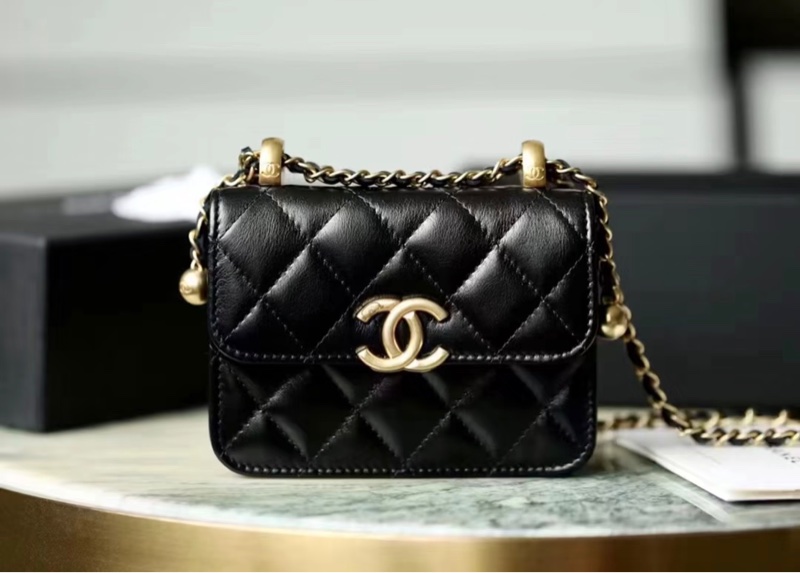「JL精品代購」98新 Chanel 香奈兒 雙金球 mini woc-0