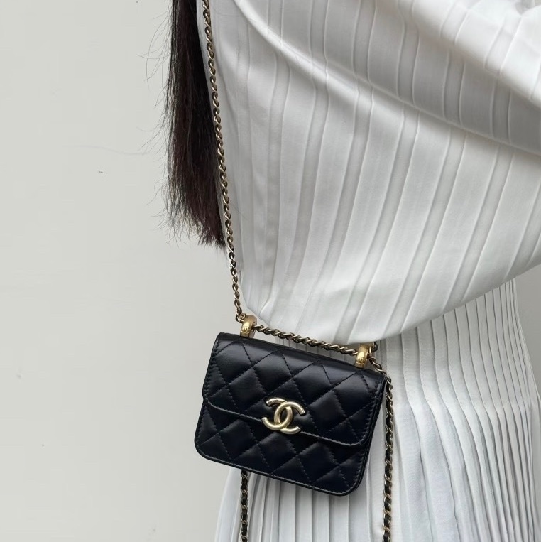 「JL精品代購」98新 Chanel 香奈兒 雙金球 mini woc-1