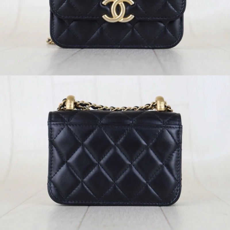 「JL精品代購」98新 Chanel 香奈兒 雙金球 mini woc-3