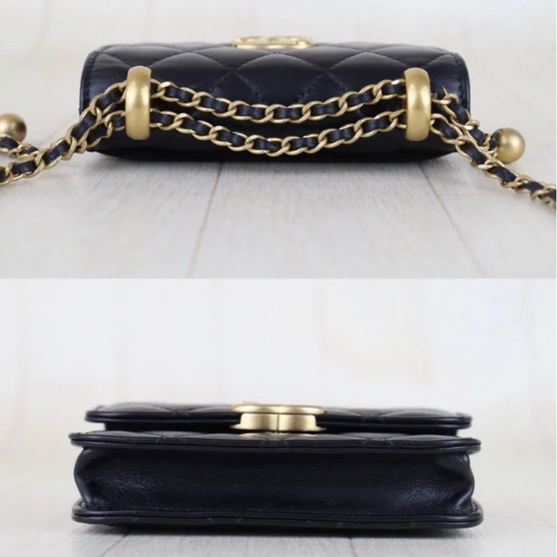 「JL精品代購」98新 Chanel 香奈兒 雙金球 mini woc-5