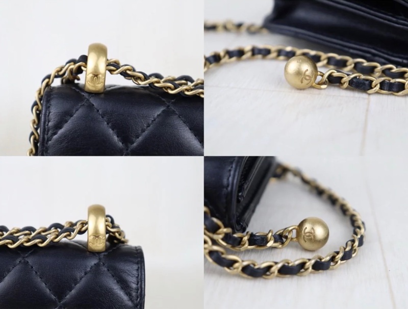 「JL精品代購」98新 Chanel 香奈兒 雙金球 mini woc-7