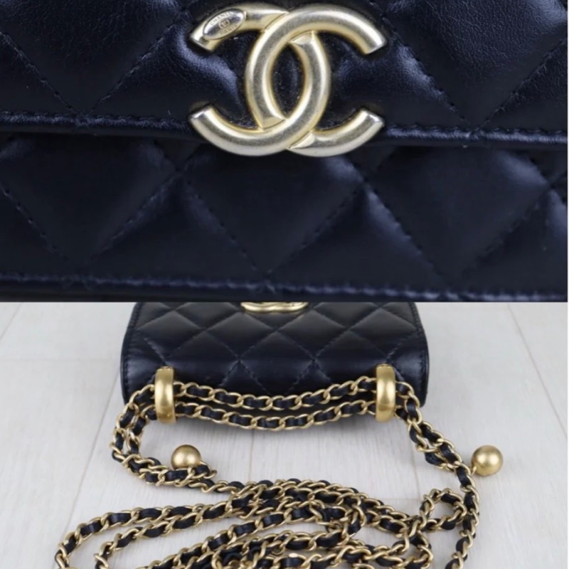 「JL精品代購」98新 Chanel 香奈兒 雙金球 mini woc-8