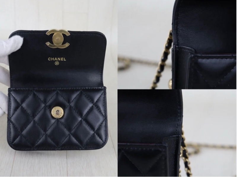 「JL精品代購」98新 Chanel 香奈兒 雙金球 mini woc-9