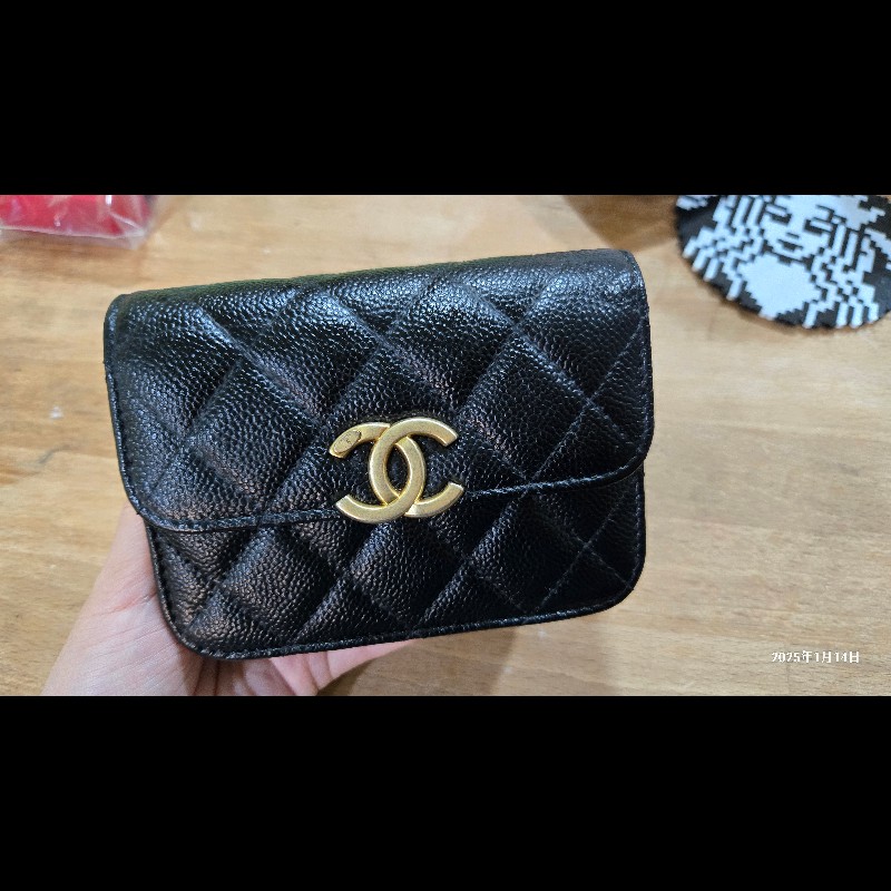 Chanel 小廢包 黑金 荔枝皮-4