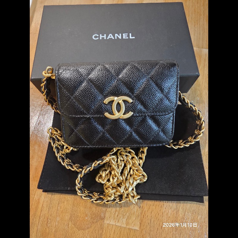 Chanel 小廢包 黑金 荔枝皮-5