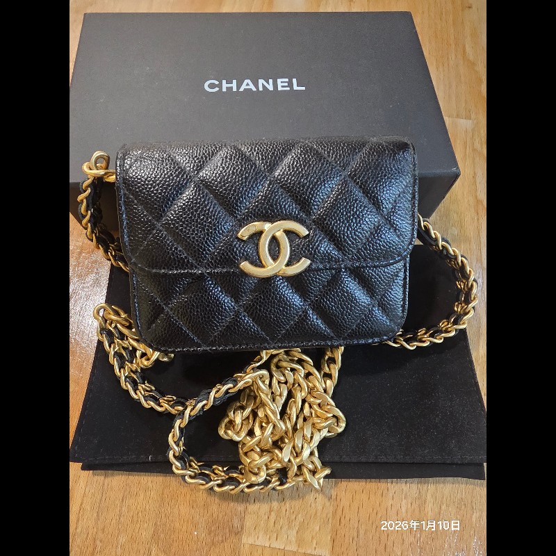 Chanel 小廢包 黑金 荔枝皮-6