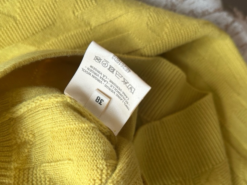 98新Hermes愛馬仕 黃色滿H羊毛毛衣 38碼。無附件-2