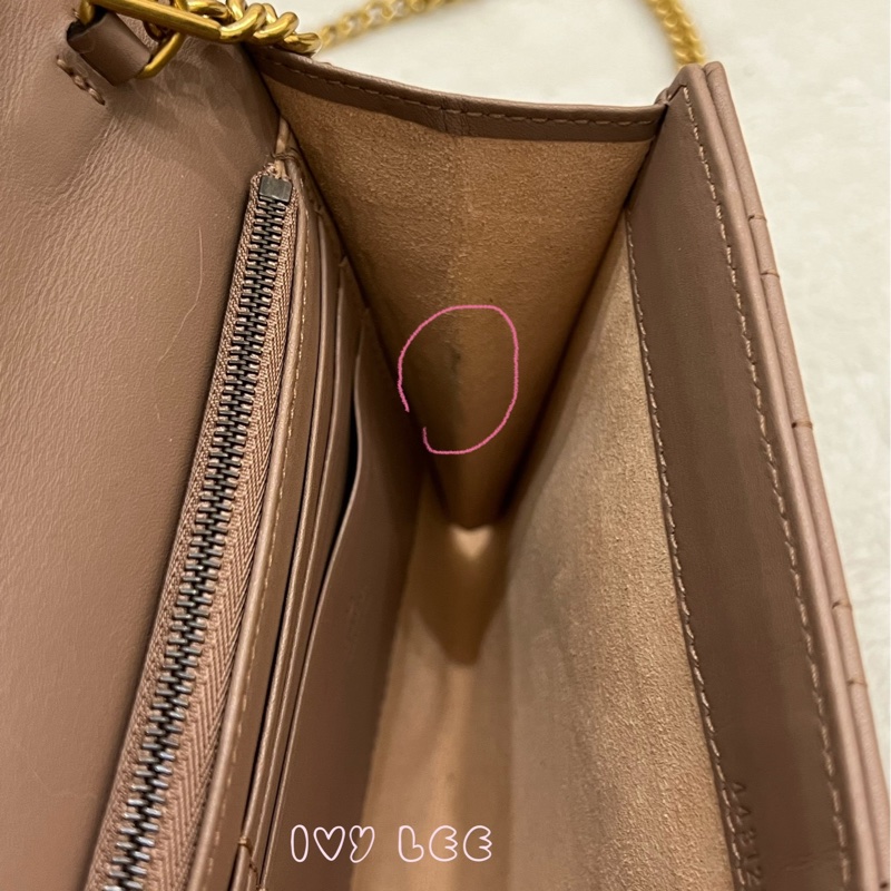 GUCCI MARMONT WOC 珍珠造型 金鏈條 443122 奶茶棕（藕粉）斜背包 肩背包 正品 二手精品-4