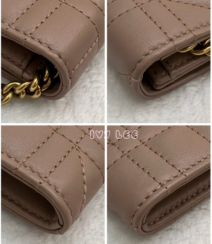 GUCCI MARMONT WOC 珍珠造型 金鏈條 443122 奶茶棕（藕粉）斜背包 肩背包 正品 二手精品-12