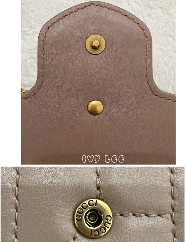 GUCCI MARMONT WOC 珍珠造型 金鏈條 443122 奶茶棕（藕粉）斜背包 肩背包 正品 二手精品-13