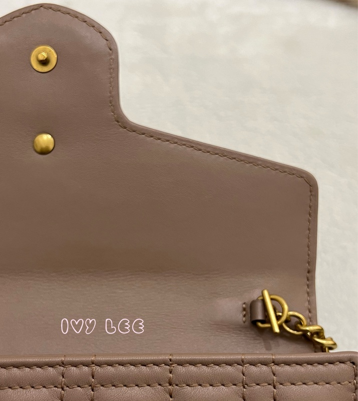 GUCCI MARMONT WOC 珍珠造型 金鏈條 443122 奶茶棕（藕粉）斜背包 肩背包 正品 二手精品-21