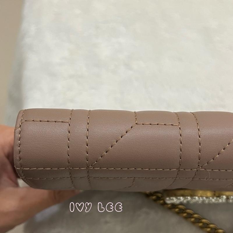 GUCCI MARMONT WOC 珍珠造型 金鏈條 443122 奶茶棕（藕粉）斜背包 肩背包 正品 二手精品-27