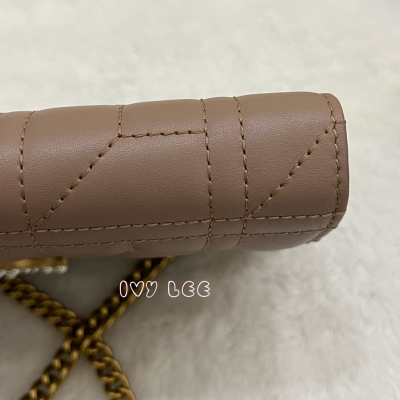 GUCCI MARMONT WOC 珍珠造型 金鏈條 443122 奶茶棕（藕粉）斜背包 肩背包 正品 二手精品-29