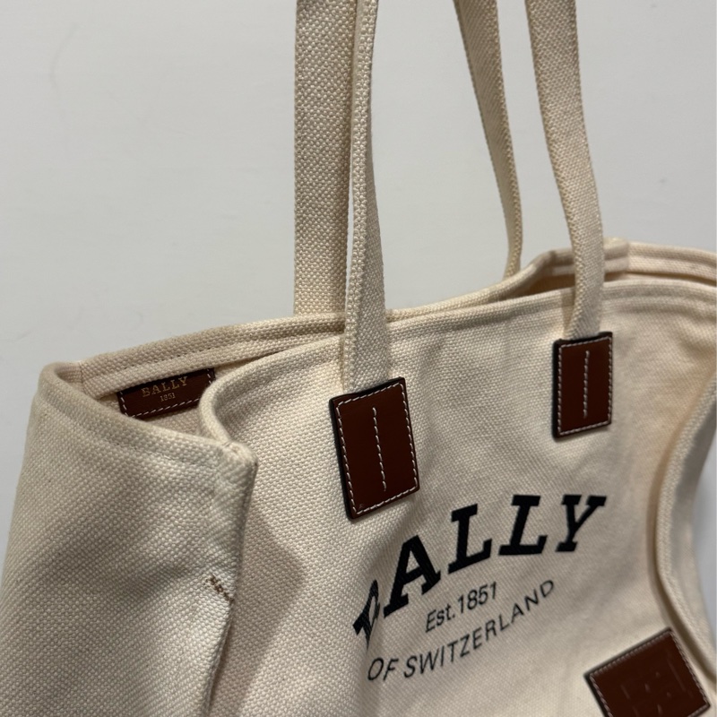 Bally白色帆布托特肩背包-12