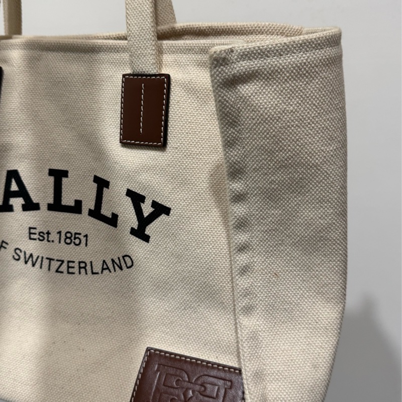 Bally白色帆布托特肩背包-14