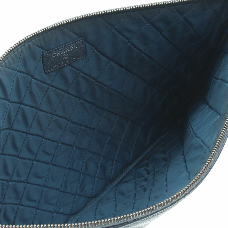 【包稅】CHANEL 經典魚子醬手拿包 銀色 大號 A69251-5