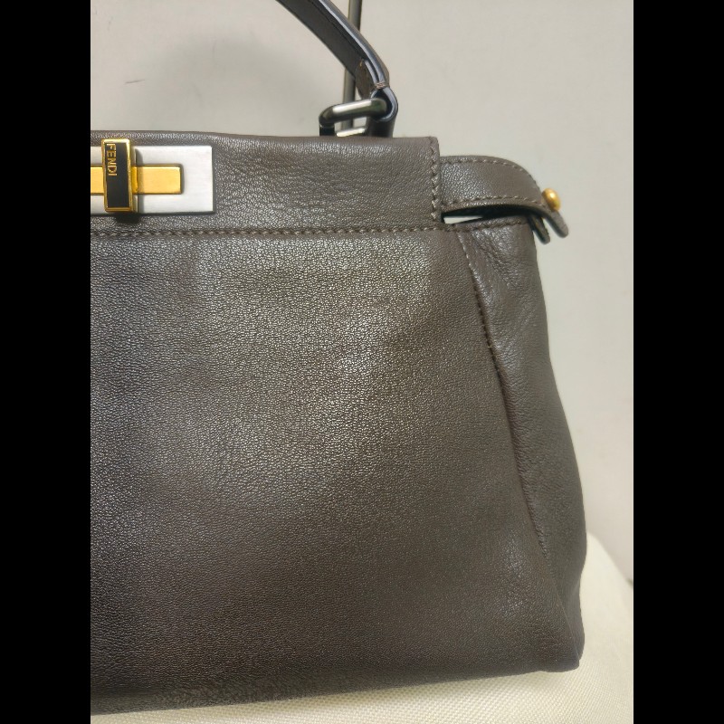 ‼️年前限時特賣‼️（原45800）至1/25⏰【8成新】㊣✨ FENDI✨芬迪 peekaboo 褐色 老花 皮革 梯形 兩用 肩背包 斜背包/雙F/二手包/二手精品/保證正品-16