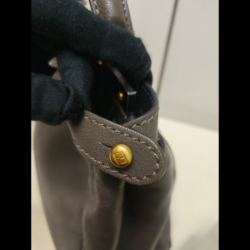 ‼️年前限時特賣‼️（原45800）至1/25⏰【8成新】㊣✨ FENDI✨芬迪 peekaboo 褐色 老花 皮革 梯形 兩用 肩背包 斜背包/雙F/二手包/二手精品/保證正品-17