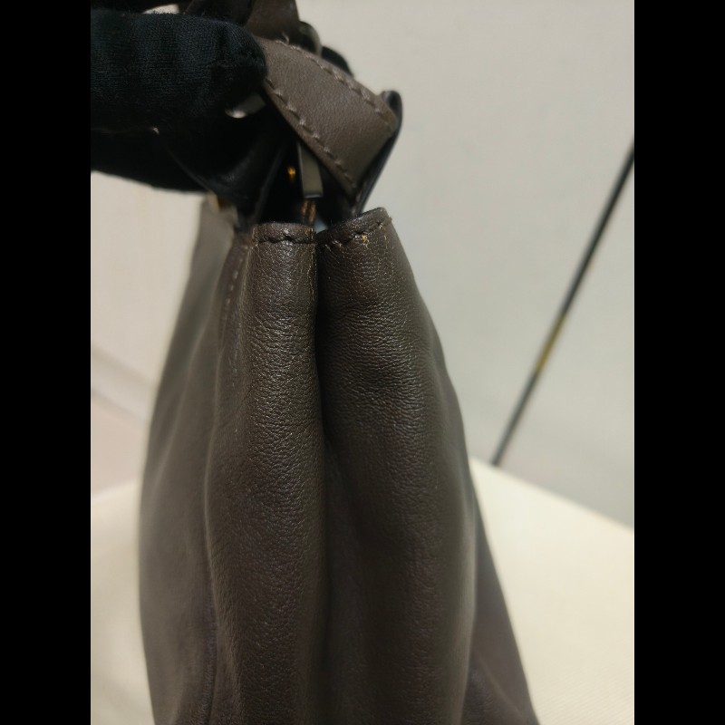 ‼️年前限時特賣‼️（原45800）至1/25⏰【8成新】㊣✨ FENDI✨芬迪 peekaboo 褐色 老花 皮革 梯形 兩用 肩背包 斜背包/雙F/二手包/二手精品/保證正品-18