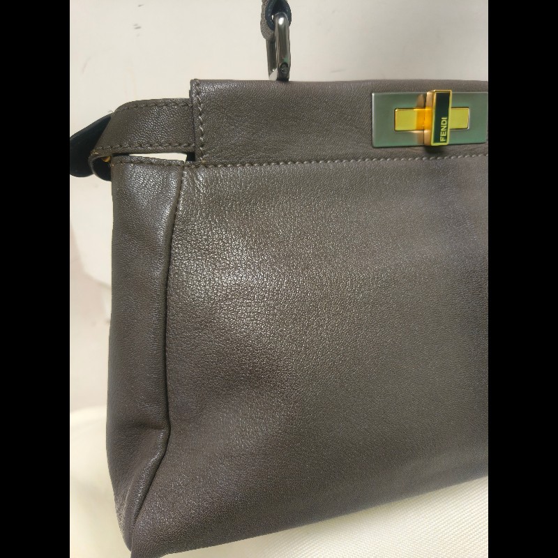 ‼️年前限時特賣‼️（原45800）至1/25⏰【8成新】㊣✨ FENDI✨芬迪 peekaboo 褐色 老花 皮革 梯形 兩用 肩背包 斜背包/雙F/二手包/二手精品/保證正品-21