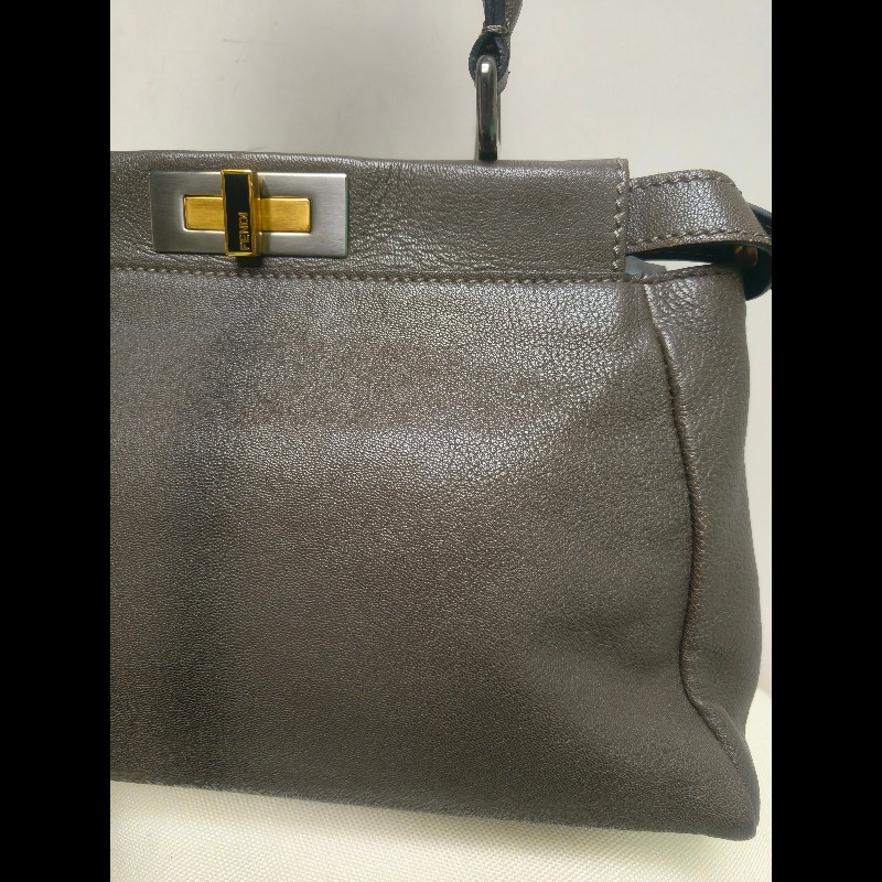 ‼️年前限時特賣‼️（原45800）至1/25⏰【8成新】㊣✨ FENDI✨芬迪 peekaboo 褐色 老花 皮革 梯形 兩用 肩背包 斜背包/雙F/二手包/二手精品/保證正品-22