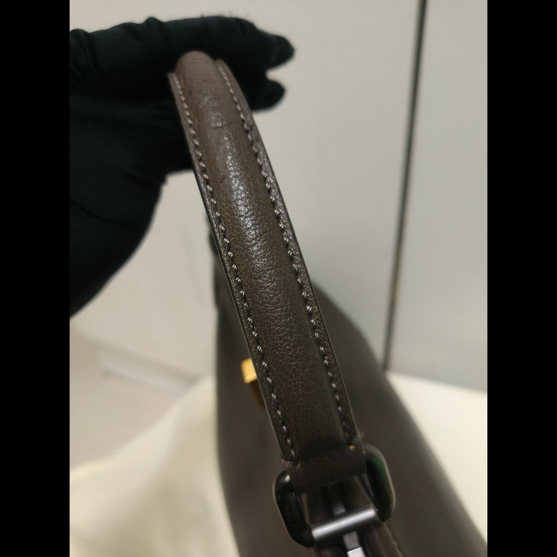 ‼️年前限時特賣‼️（原45800）至1/25⏰【8成新】㊣✨ FENDI✨芬迪 peekaboo 褐色 老花 皮革 梯形 兩用 肩背包 斜背包/雙F/二手包/二手精品/保證正品-30