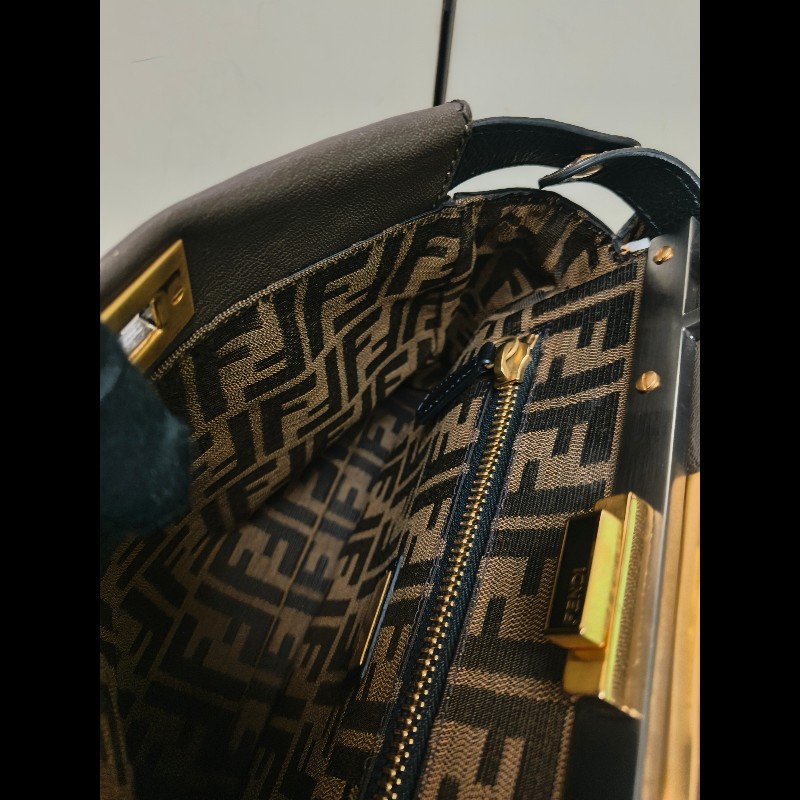 ‼️年前限時特賣‼️（原45800）至1/25⏰【8成新】㊣✨ FENDI✨芬迪 peekaboo 褐色 老花 皮革 梯形 兩用 肩背包 斜背包/雙F/二手包/二手精品/保證正品-38