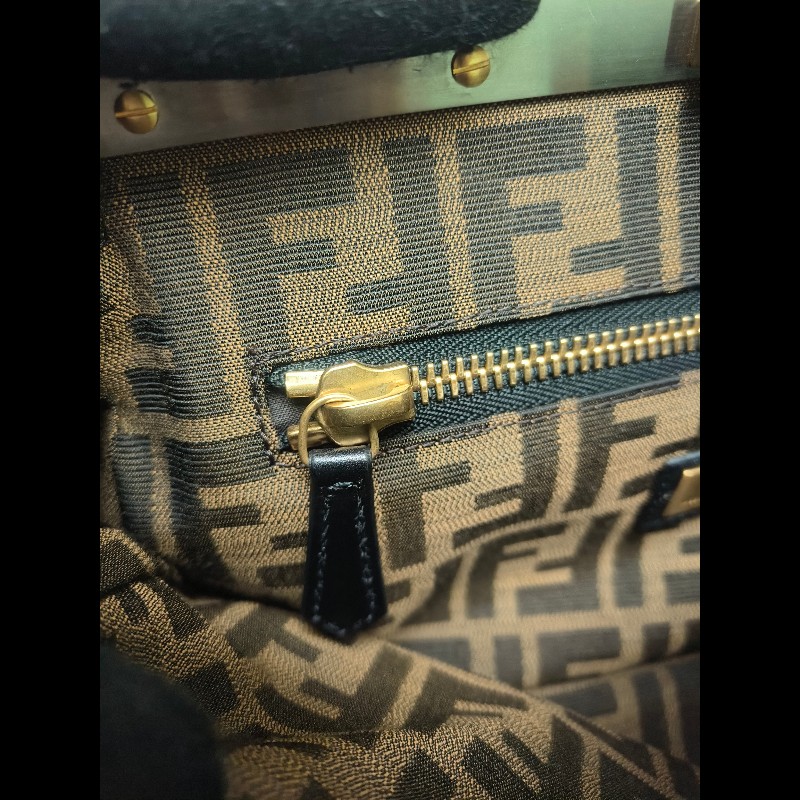 ‼️年前限時特賣‼️（原45800）至1/25⏰【8成新】㊣✨ FENDI✨芬迪 peekaboo 褐色 老花 皮革 梯形 兩用 肩背包 斜背包/雙F/二手包/二手精品/保證正品-40