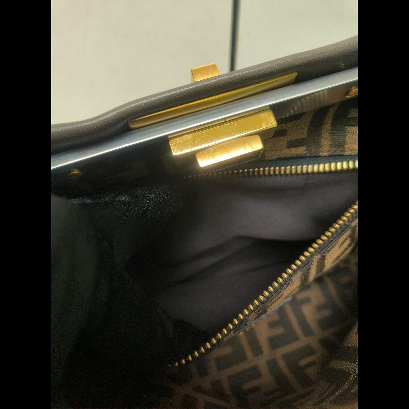 ‼️年前限時特賣‼️（原45800）至1/25⏰【8成新】㊣✨ FENDI✨芬迪 peekaboo 褐色 老花 皮革 梯形 兩用 肩背包 斜背包/雙F/二手包/二手精品/保證正品-41