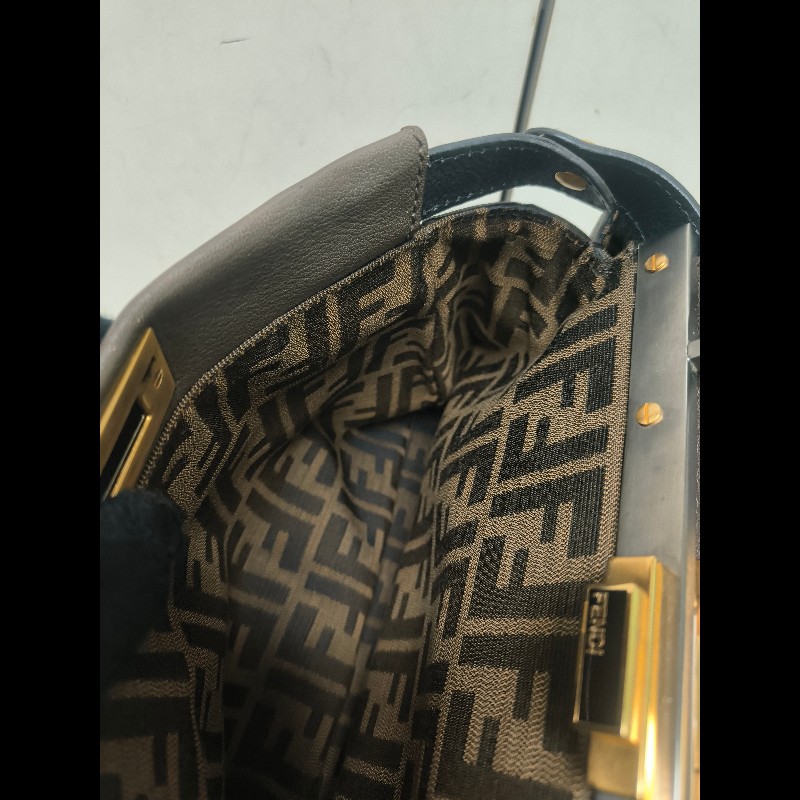 ‼️年前限時特賣‼️（原45800）至1/25⏰【8成新】㊣✨ FENDI✨芬迪 peekaboo 褐色 老花 皮革 梯形 兩用 肩背包 斜背包/雙F/二手包/二手精品/保證正品-48