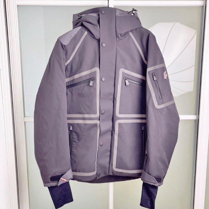 Moncler Grenoble灰色連帽戶外羽絨夾克加厚滑雪外套3碼胸圍110 98新配件塵袋衣架-1