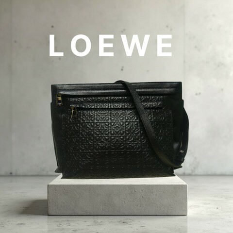 【8成新】㊣✨ LOEWE ✨羅威 黑色 壓紋 雙夾層 小牛皮 肩背包 斜背包 /二手包/二手精品🌳二手樹屋🌳