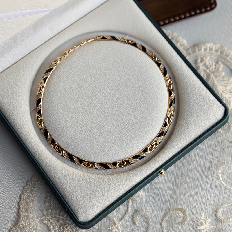 Christian Dior 黑琺瑯水鑽短項鏈 鎖骨鏈 choker 晚宴 派對 首飾-5
