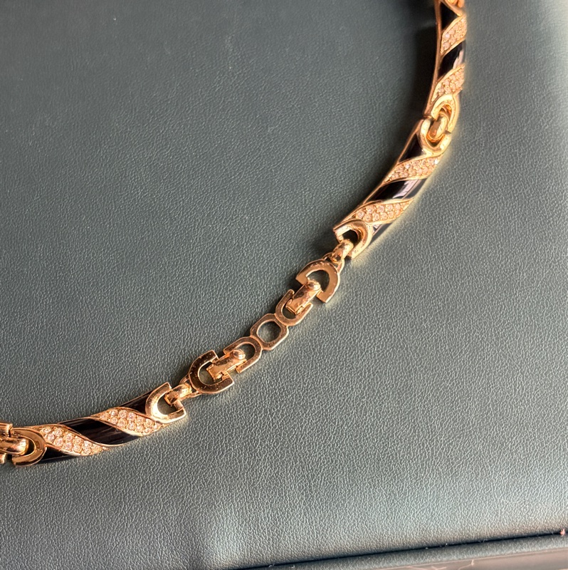 Christian Dior 黑琺瑯水鑽短項鏈 鎖骨鏈 choker 晚宴 派對 首飾-10