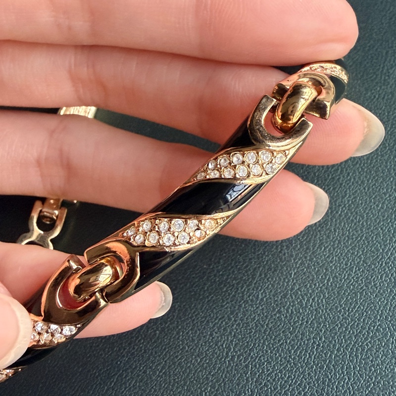 Christian Dior 黑琺瑯水鑽短項鏈 鎖骨鏈 choker 晚宴 派對 首飾-16