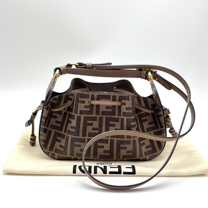 FENDI 經典老花抽繩mini手提肩背斜背餃子包 23*14*8 98新配件塵袋-1