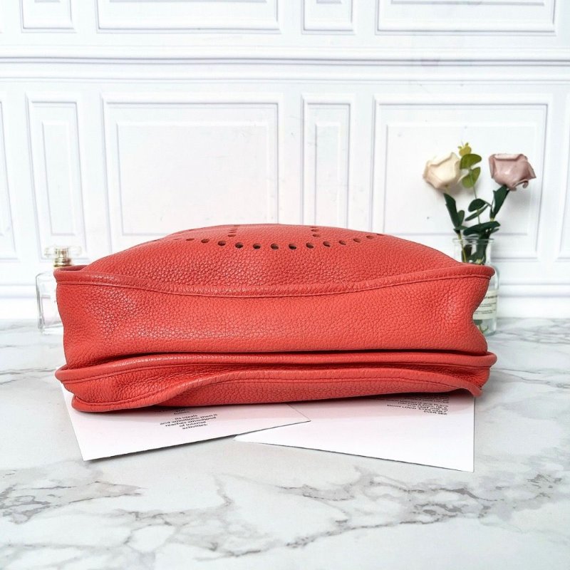 Hermes evelyne31紅色銀扣肩背斜背包框M刻 TC皮 31×32×9.5 98新配件塵袋-2