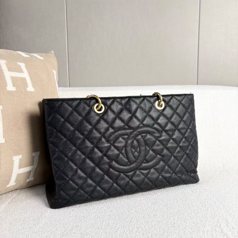 Chanel 黑金GST大號購物袋黑金扣荔枝皮41*26*14 98新配件塵袋-2
