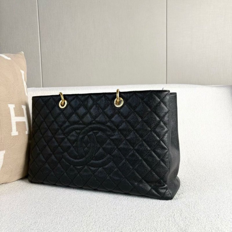 Chanel 黑金GST大號購物袋黑金扣荔枝皮41*26*14 98新配件塵袋-3