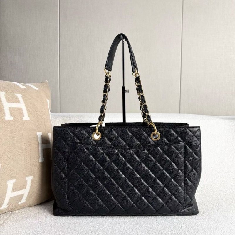 Chanel 黑金GST大號購物袋黑金扣荔枝皮41*26*14 98新配件塵袋-4