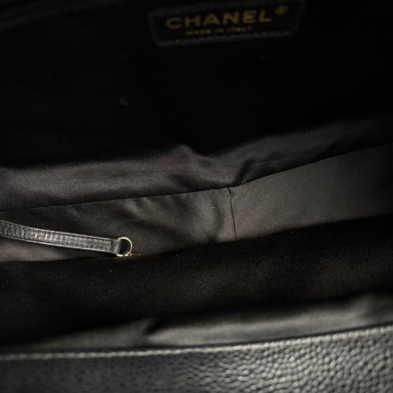 Chanel 黑金GST大號購物袋黑金扣荔枝皮41*26*14 98新配件塵袋-5