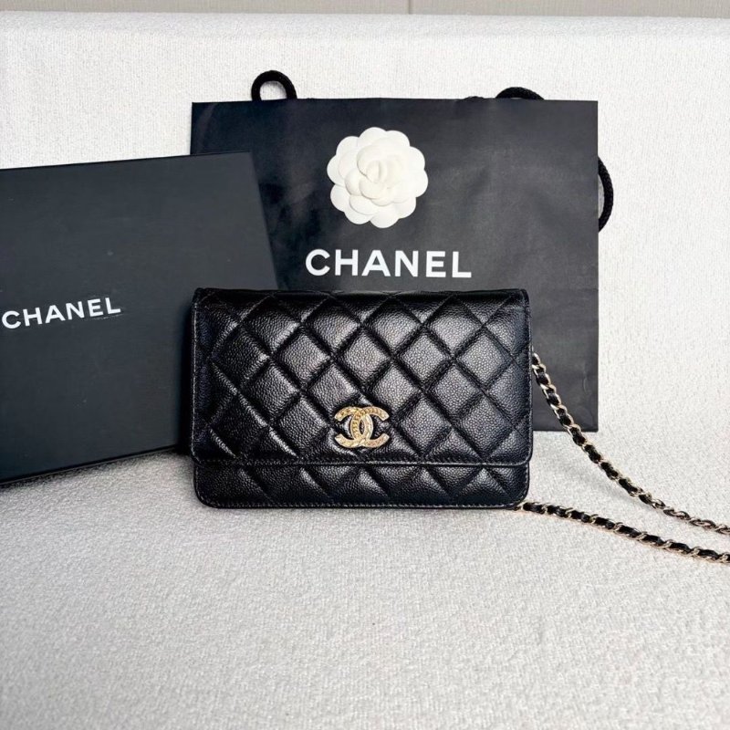 Chanel 22k浮雕雙C扣woc鏈條包 芯片款19*12.5*4 99新配件盒子塵袋-1